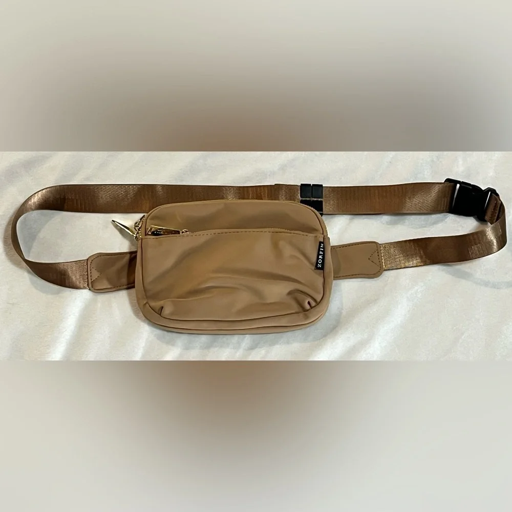 Zorfin Tan Brown Belt Bag Fanny Pack Pockets Adjustable Strap Water Resistant - Picture 1 of 16